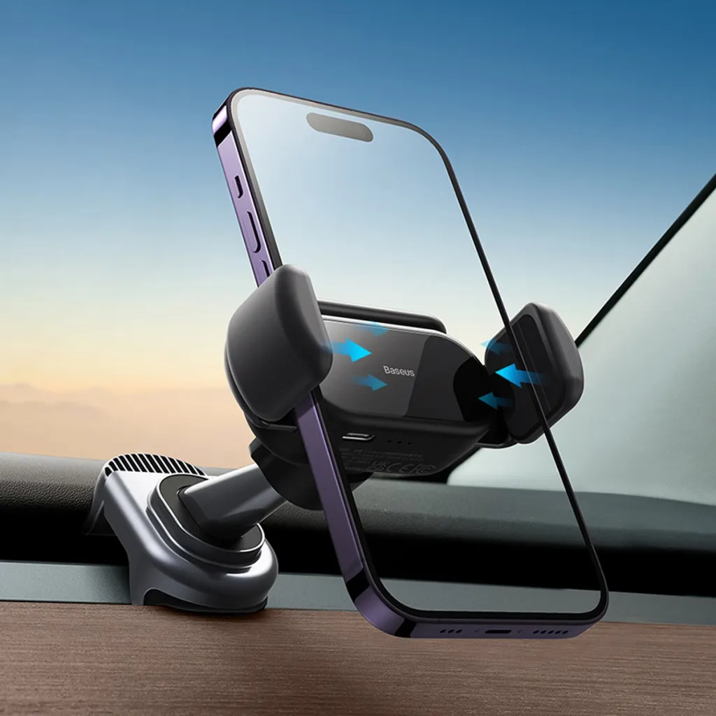 Baseus T-Space Elektromos autós telefontartó napelemmel Tesla Model 3 / Y fekete - 10