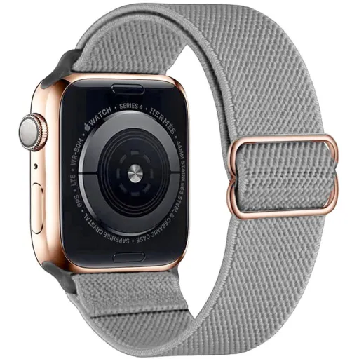 Apple Watch 1/2/3/4/5/6/7/8/9/SE (38/40/41mm) TRPH szövet óraszíj világosszürke