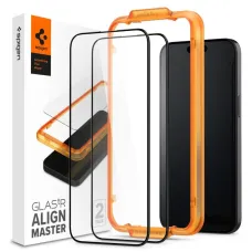 iPhone 15 Plus Spigen Alm Glass FC 2x üvegfólia fekete (AGL06886)