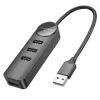 Borofone Erudite DH5 4 az 1-ben adapter USB - 4xUSB 3.0 0.2m fekete - 0. kép