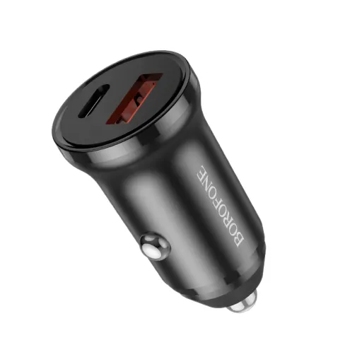 Borofone BZ18A autós töltő USB + Type C pD 20W QC 3.0 18W fekete