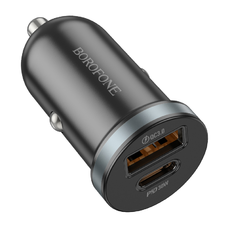 Borofone BZ22 autós töltő USB + Type C QC 3.0 PD 30W fekete