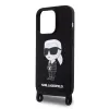 iPhone 15 Karl Lagerfeld Liquid Silicone Crossbody Ikonik tok fekete (KLHCP15SSCBSKNK) - 0. kép