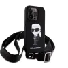 iPhone 15 Karl Lagerfeld Liquid Silicone Crossbody Ikonik tok fekete (KLHCP15SSCBSKNK) - 2. kép