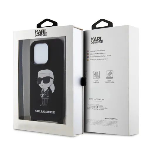 iPhone 15 Karl Lagerfeld Liquid Silicone Crossbody Ikonik tok fekete (KLHCP15SSCBSKNK)