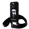  iPhone 15 Fekete Karl Lagerfeld Liquid Silicone Crossbody Ikonik tok (KLHCP15SSCBSKNK) thumbnail