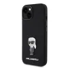 iPhone 15 Karl Lagerfeld Liquid Silicone Metal Ikonik tok fekete (KLHCP15SSMHKNPK) - 0. kép