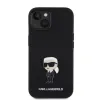 iPhone 15 Karl Lagerfeld Liquid Silicone Metal Ikonik tok fekete (KLHCP15SSMHKNPK) - 2. kép