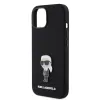 iPhone 15 Karl Lagerfeld Liquid Silicone Metal Ikonik tok fekete (KLHCP15SSMHKNPK) - 3. kép