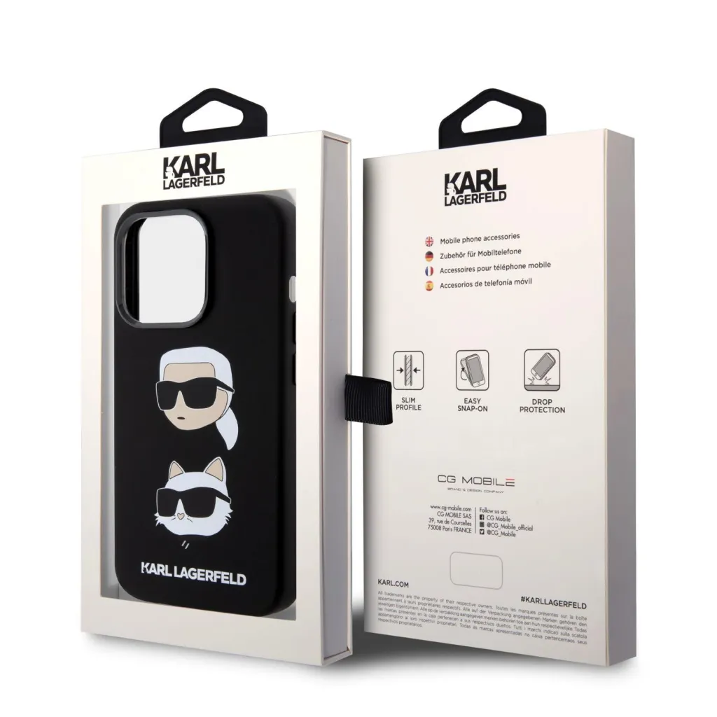  iPhone 15 Pro Karl Lagerfeld Liquid Silicone Karl and Choupette Heads fekete tok (KLHCP15LSDHKCNK) - 7