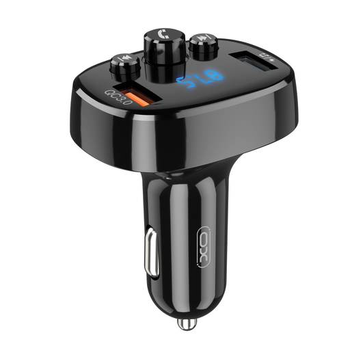 Bluetooth FM Transmiter XO BCC03, QC 3.0, 2x USB, 18W fekete