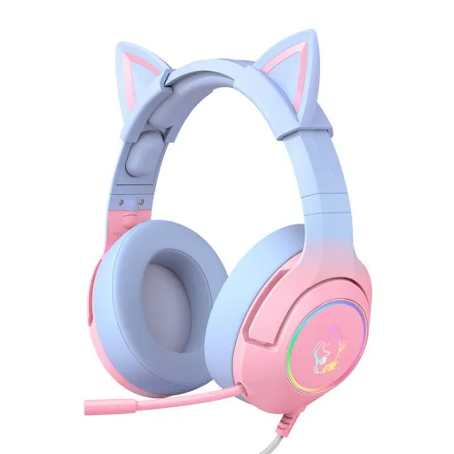 ONIKUMA K9 gaming, gamer fejhallgató rózsaszín-kék