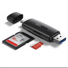 UGREEN CM304 USB + USB-C adapter SD + microSD kártyaolvasó fekete