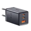 Baseus GaN5 hálózati töltő adapter 2x USB-C + USB, 65W + kábel 1m szürke - 3. kép