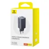 Baseus GaN5 hálózati töltő adapter 2x USB-C + USB, 65W + kábel 1m szürke - 4. kép