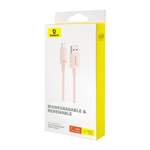 Baseus Habitat gyorstöltő kábel USB - USB-C 1m 100W rózsaszín