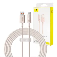 Baseus Habitat gyorstöltő kábel USB - USB-C 2m 100W rózsaszín