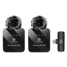 PULUZ vezeték nélküli mikrofon (2 adó + 1 vevő) USB-C csatlakozással (PU648B)