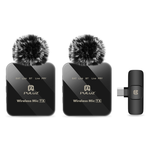 PULUZ vezeték nélküli mikrofon (2 adó + 1 vevő) USB-C csatlakozással (PU648B)