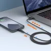 Mágneses kábel 3 az 1-ben 3A 1 m USB - USB-C + iPhone Lightning + Micro USB (állítható szög) fekete - 1. kép