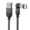 Mágneses kábel 3 az 1-ben 3A 1 m USB - USB-C + iPhone Lightning + Micro USB (állítható szög) fekete - 3. kép