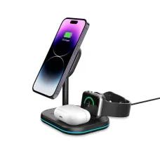 Tech-Protect QI15W A27 3 v 1 MagSafe-kompatibilná bezdrôtová nabíjačka čierna Tech-Protect QI15W A27 3 v 1 MagSafe-kompatibilná bezdrôtová nabíjačka čierna
