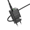 Borofone BN14 Royal GaN USB + Type C hálózati töltő adapter QC 3.0 PD 30W + Type C - Lightning kábel fekete - 2. kép