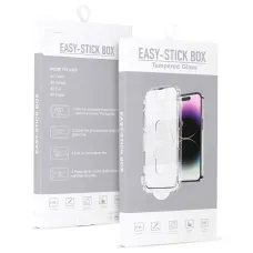 iPhone 13/13 Pro/14 Easy-Stick Box Full Glue kijelzővédő üvegfólia fekete