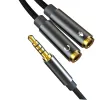 XO NB-R197 2 az 1-ben audio kábel 3,5mm jack - 3,5mm jack + mikrofon 0,23m fekete - 1. kép