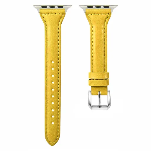 Apple Watch 4/5/6/7/8/9/SE/Ultra (42/44/45/49mm) TRPH bőr óraszíj citromsárga