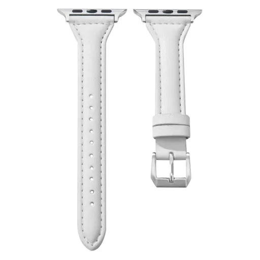 Apple Watch 4/5/6/7/8/9/SE/Ultra (42/44/45/49mm) TRPH bőr óraszíj fehér