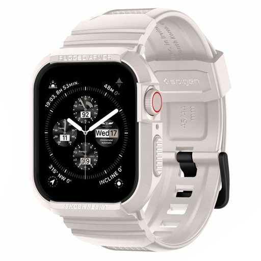 Apple Watch 4/5/6/7/8/9/SE (44/45mm) Spigen Rugged Armor Pro szíj és tok homokszínű Apple Watch 4/5/6/7/8/9/SE (44/45mm) Spigen Rugged Armor Pro szíj és tok homokszínű