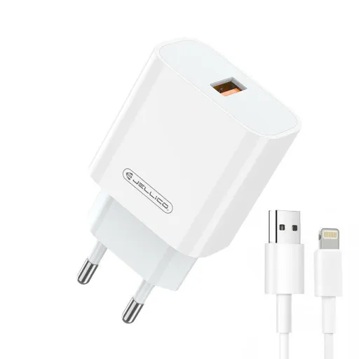 Jellico AK165 hálózati töltő adapter 22,5 W QC3.0 USB + USB - Lightning kábel fehér