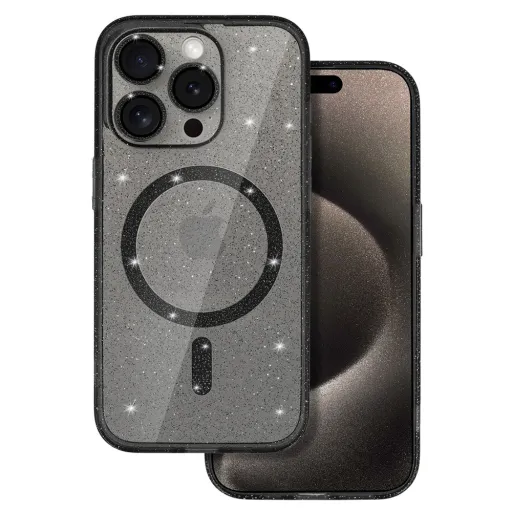 iPhone 13 Glitter MagSafe tok fekete áttetsző iPhone 13 Glitter MagSafe tok fekete áttetsző