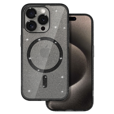 iPhone 15 Pro Max Glitter MagSafe tok fekete áttetsző