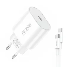 Foneng EU39 hálózati töltő adapter USB-C PD 3.0 20W + USB-C - USB-C kábel