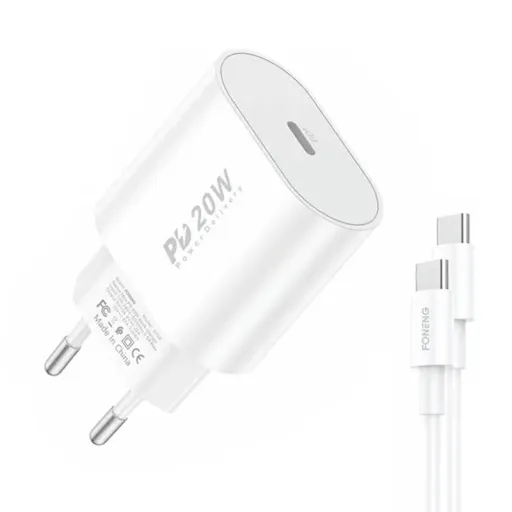 Foneng EU39 hálózati töltő adapter USB-C PD 3.0 20W + USB-C - USB-C kábel