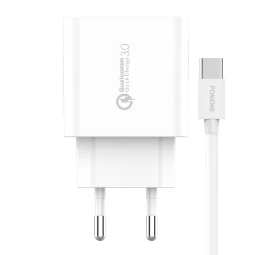 Foneng EU46 hálózati töltő adapter QC3.0 18W + USB-A - USB-C kábel