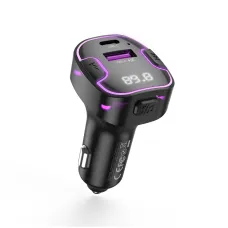 Bluetooth 5.3 FM Transmitter XO adó BCC12 MP3 autós töltő 3,1A fekete USB-A/USB-C PD