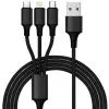 XTROBB 19907 Autós töltő QC3.0 4x USB + USB kábel - micro USB + Lightning + USB-C  fekete - 1. kép