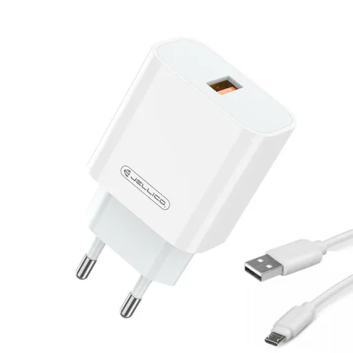 Jellico AK165  hálózati töltő adapter 22,5 W QC3.0 USB + USB kábel - micro USB fehér
