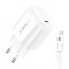 Foneng EU40 USB-C hálózati töltő adapter 25W PD QC 3.0 + USB-C - USB-C kábel