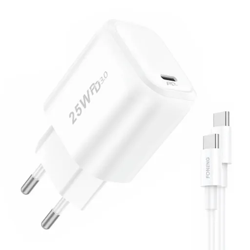 Foneng EU40 USB-C hálózati töltő adapter 25W PD QC 3.0 + USB-C - USB-C kábel