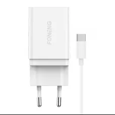 Foneng K300 USB-A hálózati töltő adapter + USB-A - USB-C kábel (fehér)