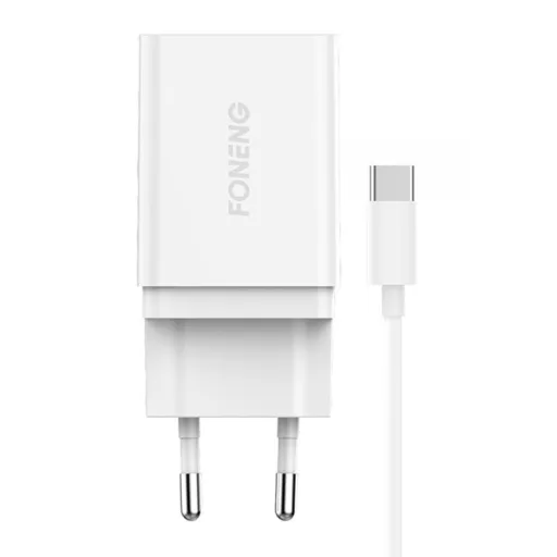 Foneng K300 USB-A hálózati töltő adapter + USB-A - USB-C kábel (fehér)