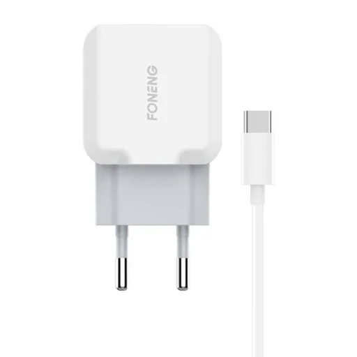 Foneng T210 USB-A hálózati töltő adapter, 2.1A + USB-A - USB-C kábel (fehér)