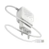 Foneng EU25 hálózati töltő adapter 2x USB-A 2.4A beépített Lightning kábellel (fehér) - 1. kép