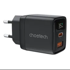 Choetech PD6052 hálózati töltő adapter GAN3 USB-A + USB-C PD35W (fekete)