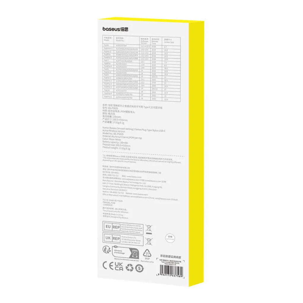 Active stylus Baseus Smooth Writing Series Stylus plug-in USB-C töltéssel (fehér) - 8