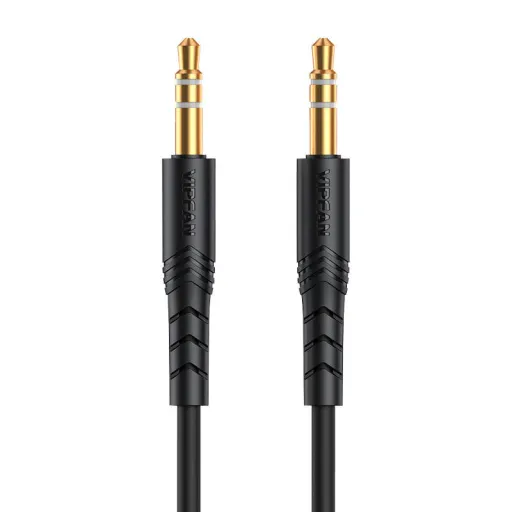 Vipfan L04 Mini jack 3.5mm AUX kábel 1m, aranyozott (fekete)